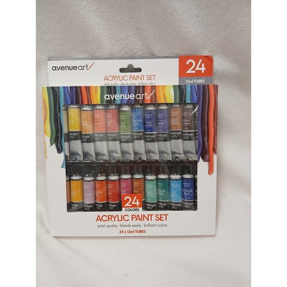 Artist Quality Acrylic Paint Set 24 Tubes Blends Easily Brilliant Colors Pro - Picture 14 of 16